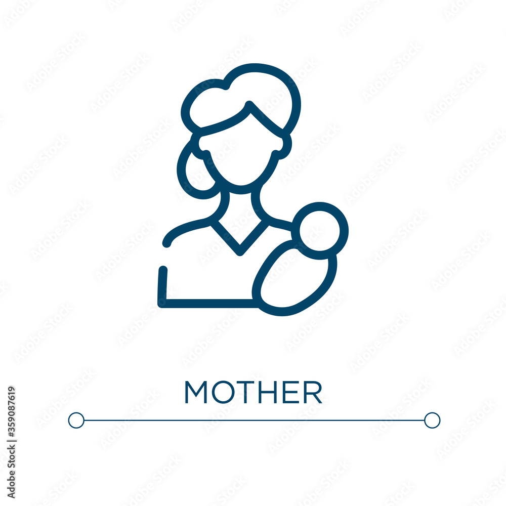Poster mother icon. linear vector illustration. outline mother icon vector. thin line symbol for use on web