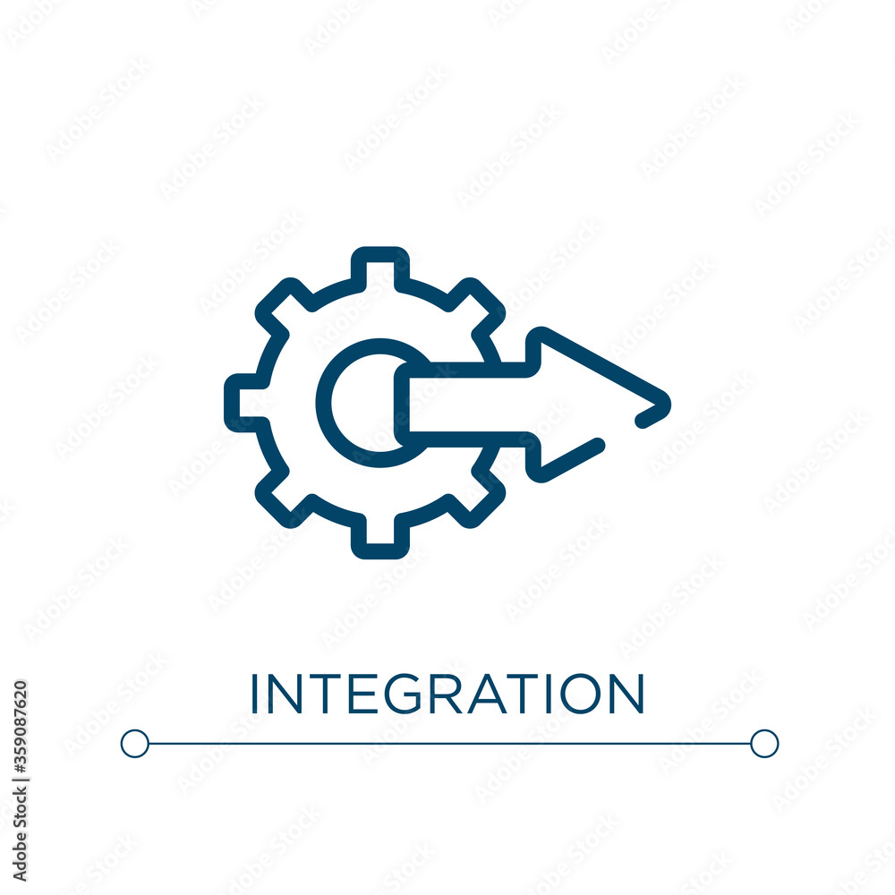 Poster integration icon. linear vector illustration. outline integration icon vector. thin line symbol for 