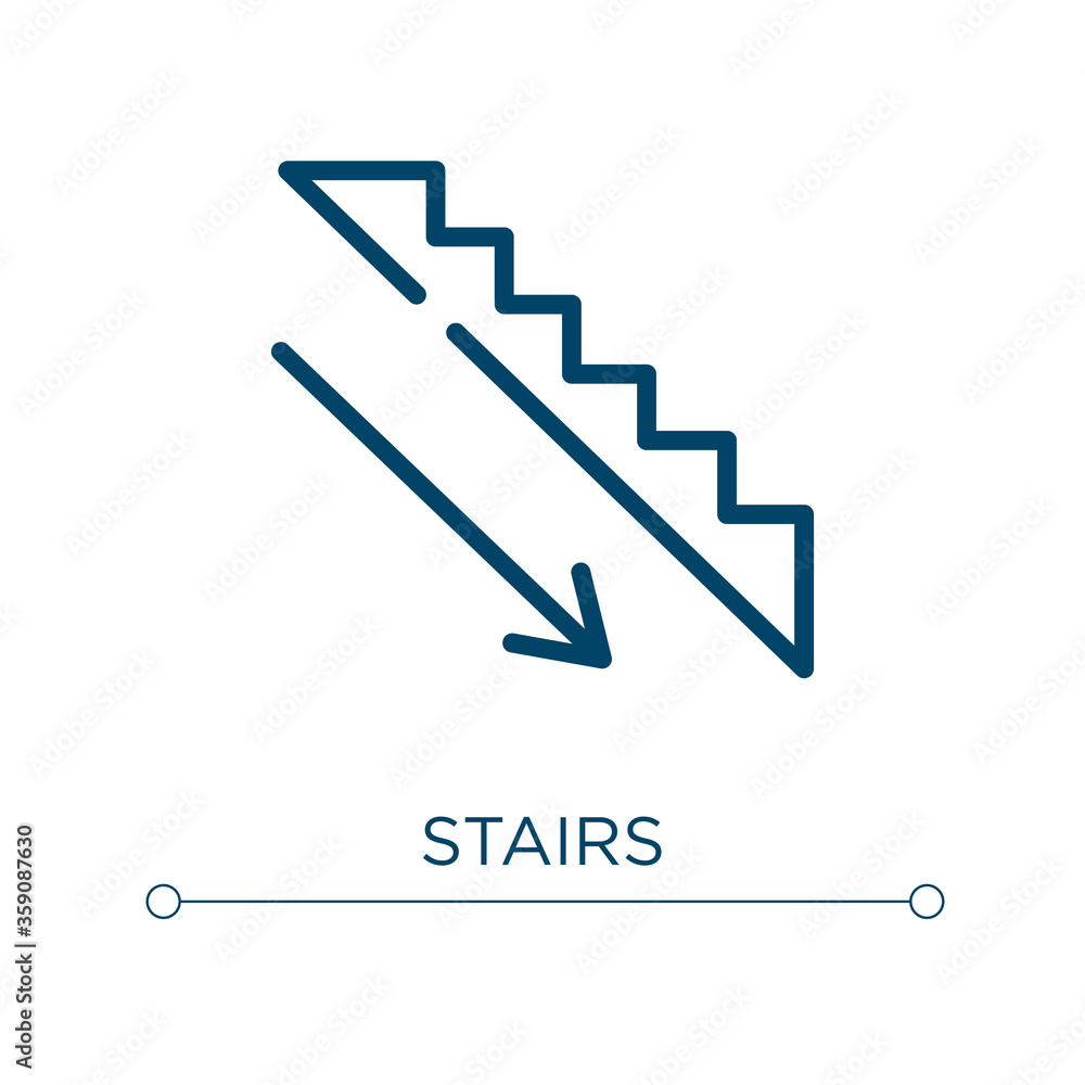 Poster stairs icon. linear vector illustration. outline stairs icon vector. thin line symbol for use on web