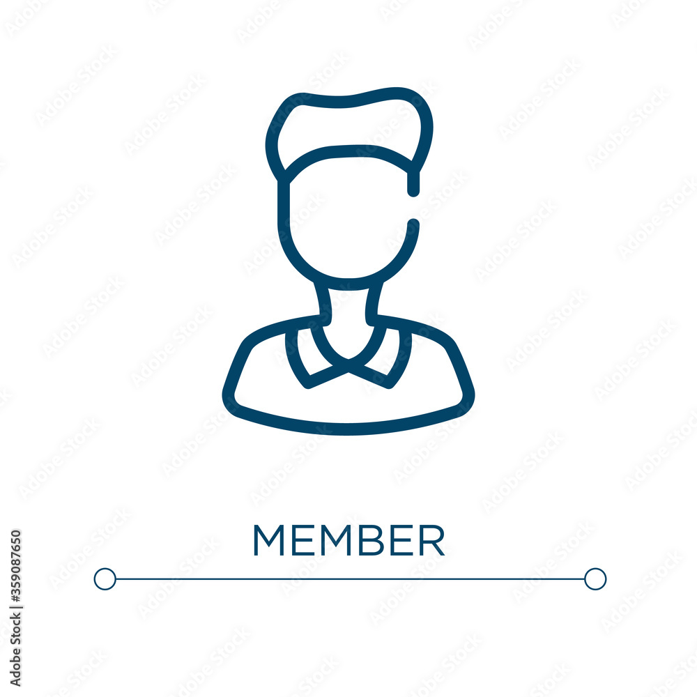 Poster member icon. linear vector illustration. outline member icon vector. thin line symbol for use on web