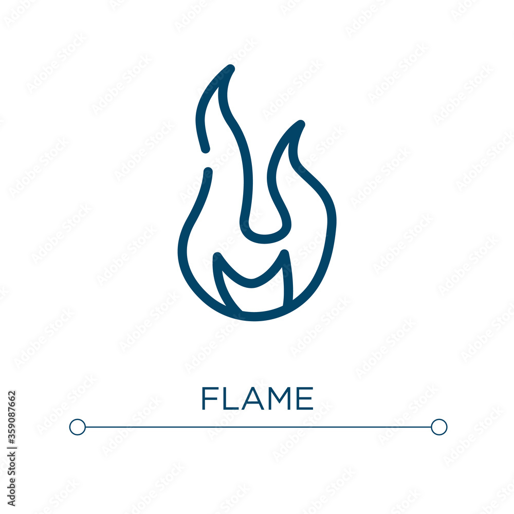 Poster flame icon. linear vector illustration. outline flame icon vector. thin line symbol for use on web a