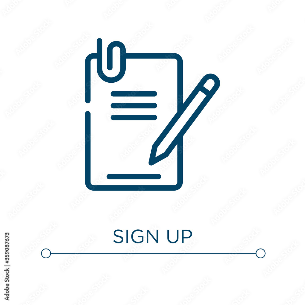 Poster sign up icon. linear vector illustration. outline sign up icon vector. thin line symbol for use on w