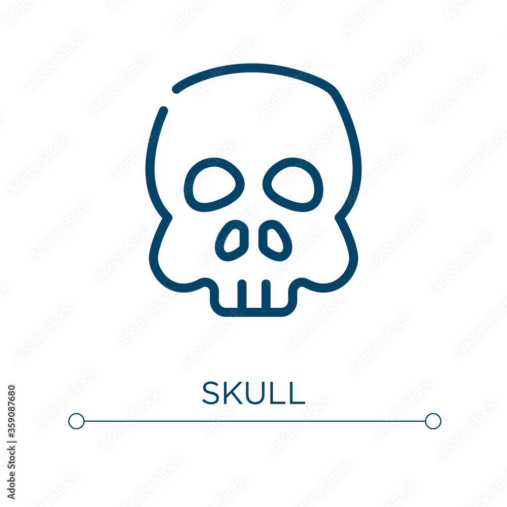 Poster skull icon. linear vector illustration. outline skull icon vector. thin line symbol for use on web a