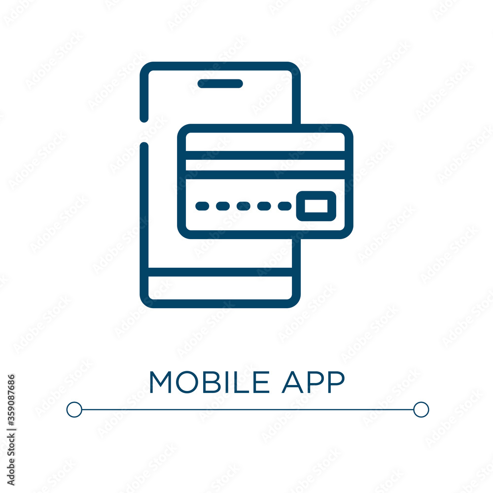 Poster mobile app icon. linear vector illustration. outline mobile app icon vector. thin line symbol for us
