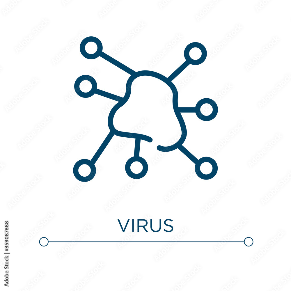 Poster virus icon. linear vector illustration. outline virus icon vector. thin line symbol for use on web a