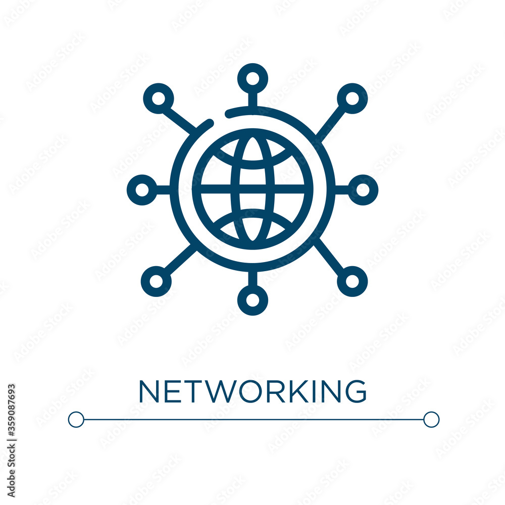 Poster networking icon. linear vector illustration. outline networking icon vector. thin line symbol for us