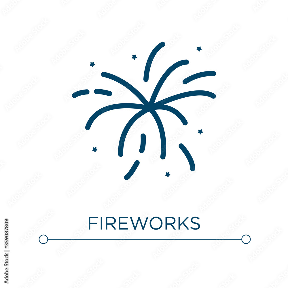 Poster fireworks icon. linear vector illustration. outline fireworks icon vector. thin line symbol for use 