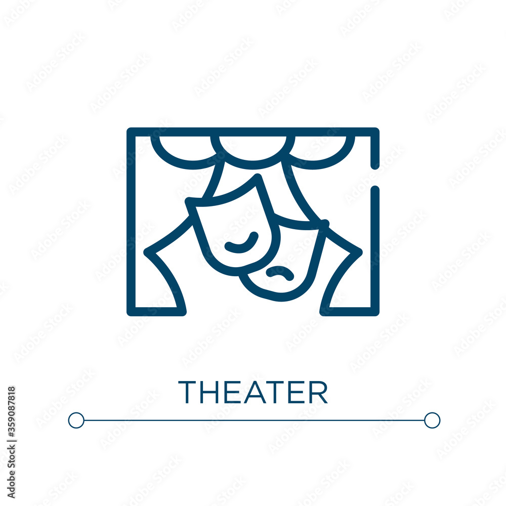 Poster theater icon. linear vector illustration. outline theater icon vector. thin line symbol for use on w