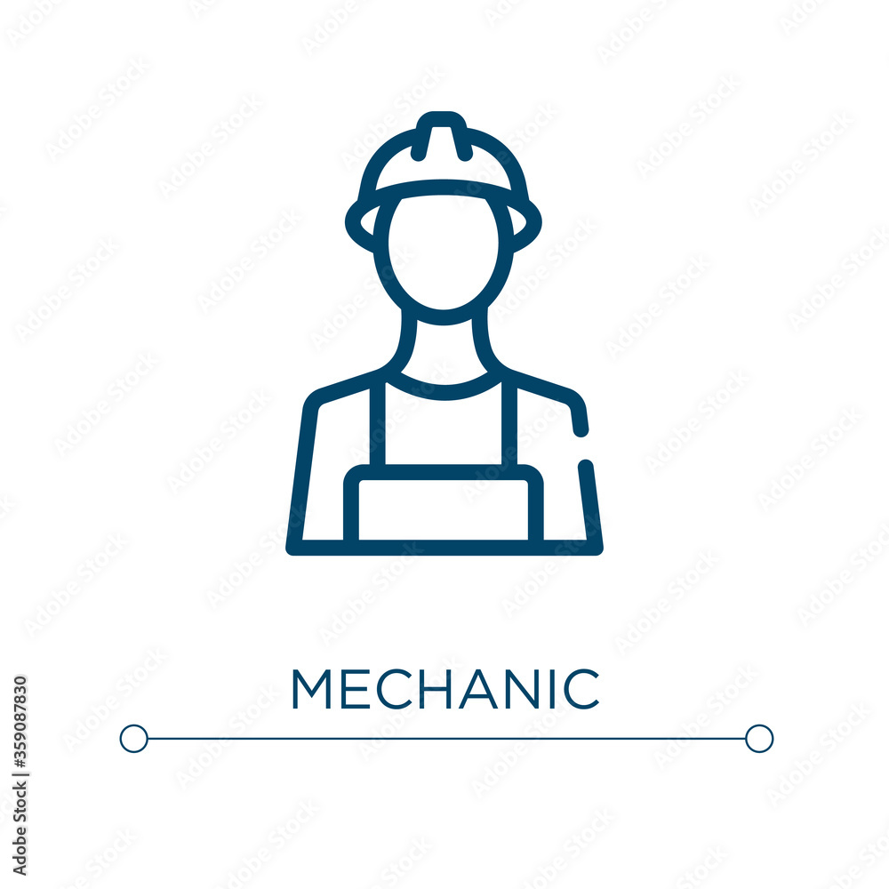 Poster mechanic icon. linear vector illustration. outline mechanic icon vector. thin line symbol for use on