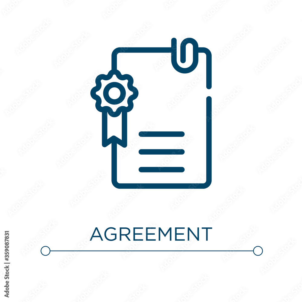 Poster agreement icon. linear vector illustration. outline agreement icon vector. thin line symbol for use 