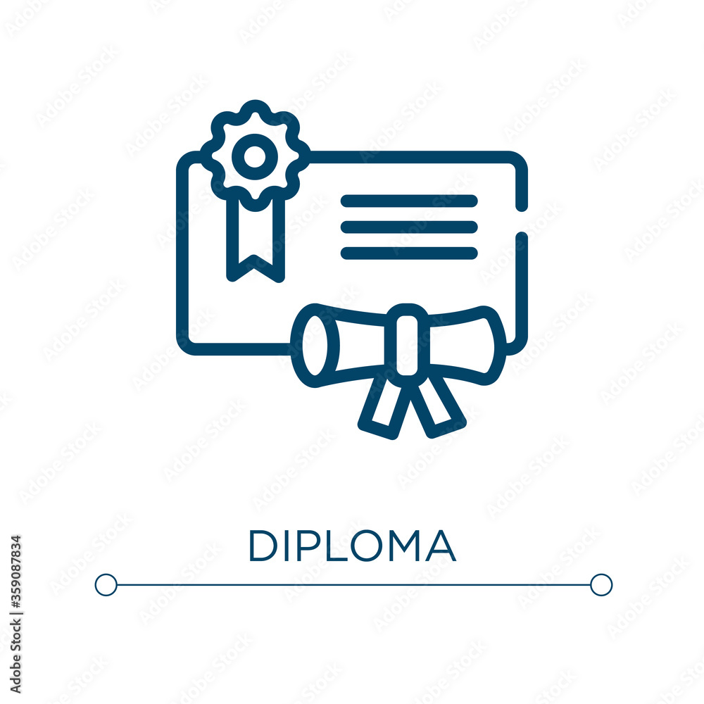 Poster diploma icon. linear vector illustration. outline diploma icon vector. thin line symbol for use on w