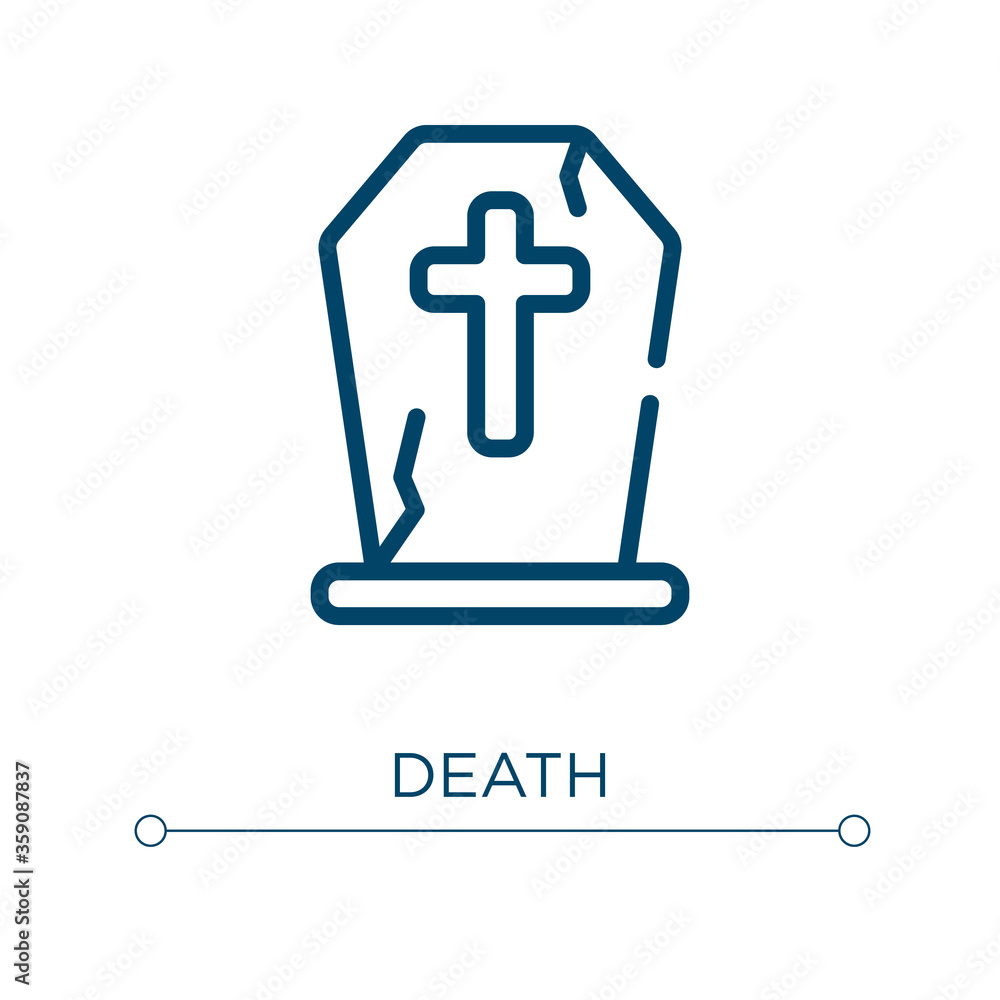 Poster death icon. linear vector illustration. outline death icon vector. thin line symbol for use on web a