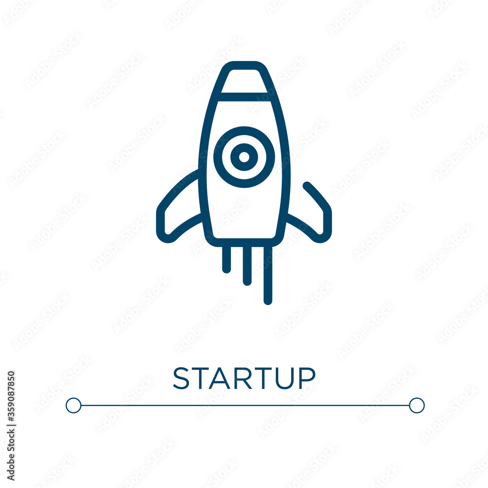 Poster startup icon. linear vector illustration. outline startup icon vector. thin line symbol for use on w