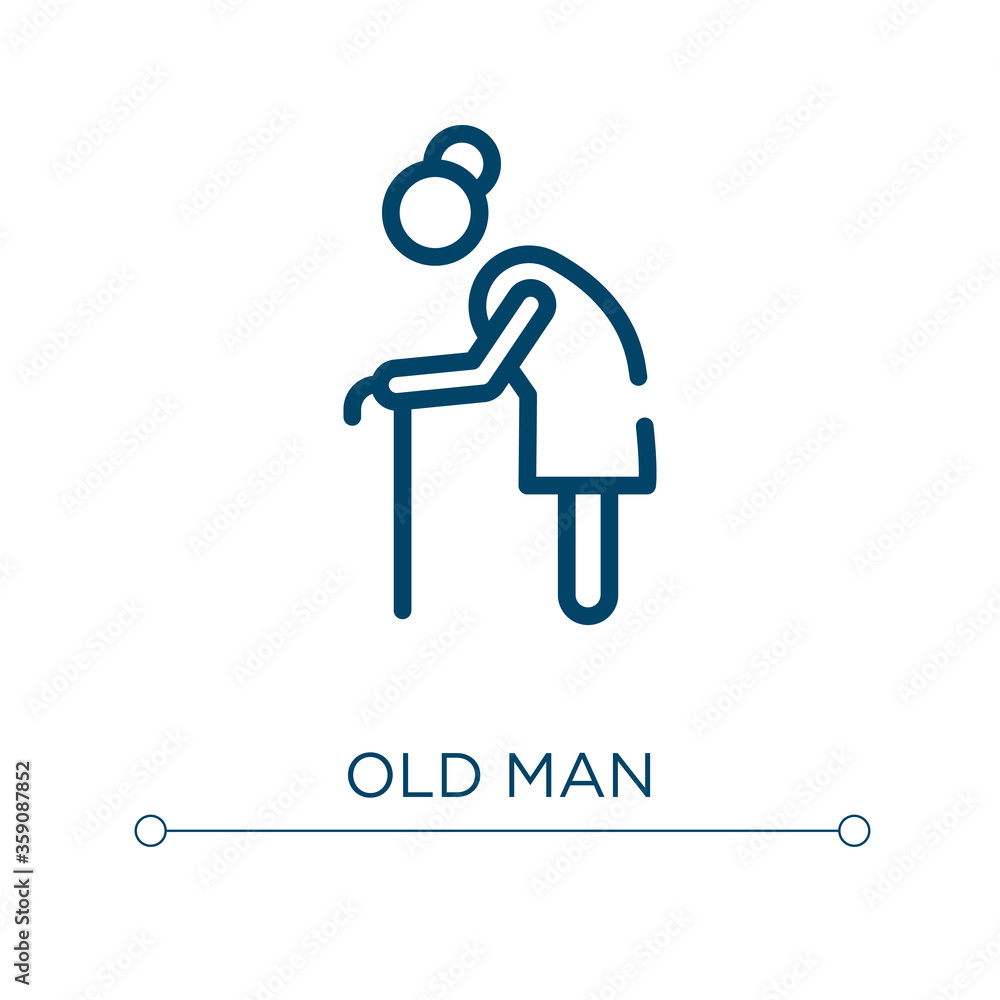 Poster old man icon. linear vector illustration. outline old man icon vector. thin line symbol for use on w