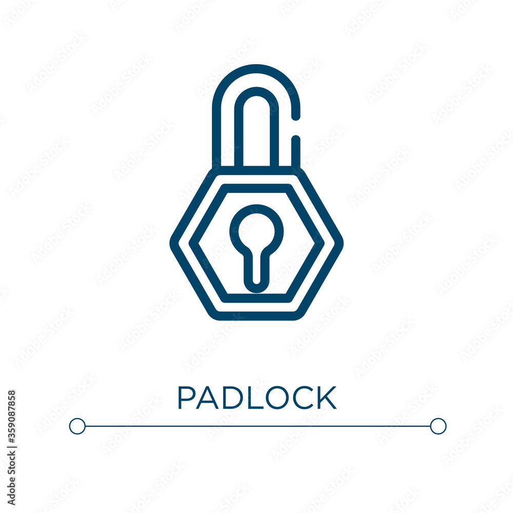 Poster padlock icon. linear vector illustration. outline padlock icon vector. thin line symbol for use on w