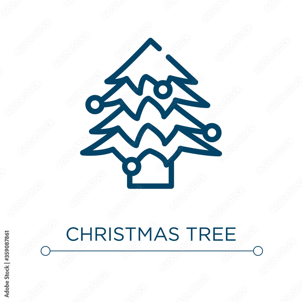 Poster christmas tree icon. linear vector illustration. outline christmas tree icon vector. thin line symbo