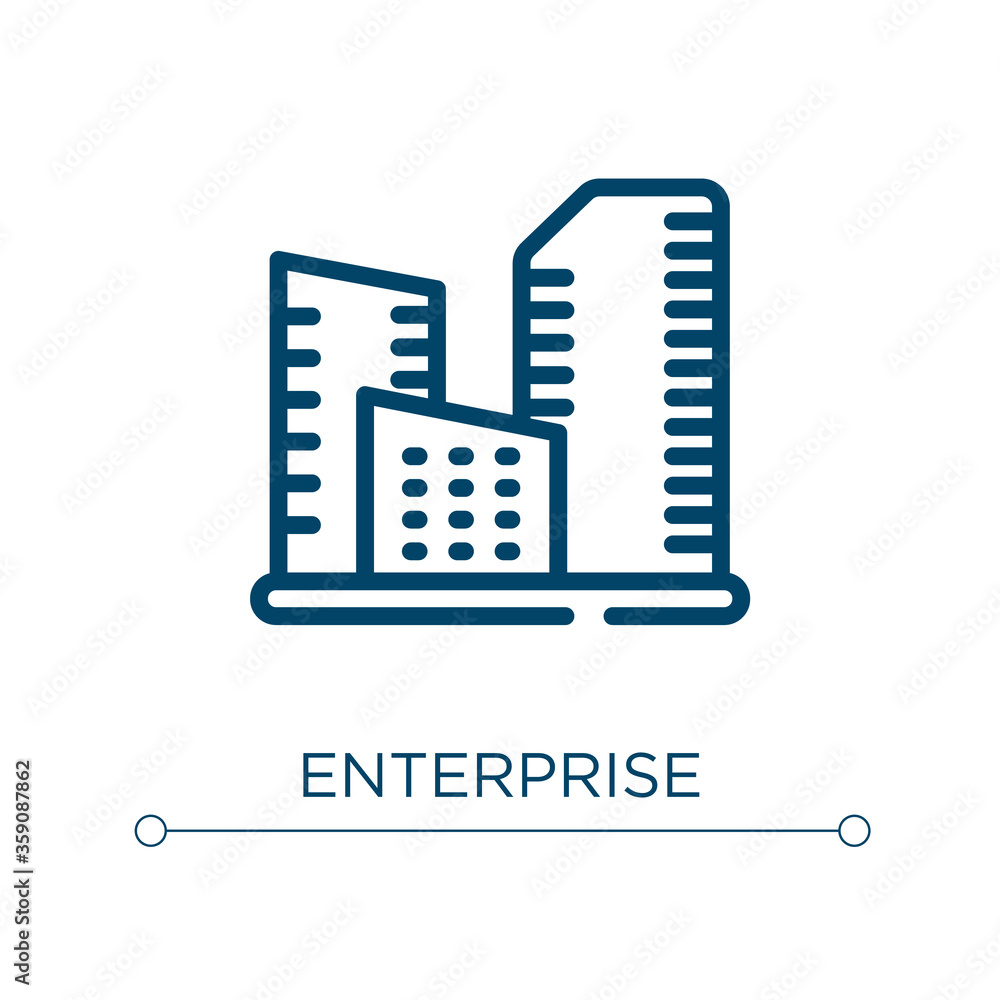 Poster enterprise icon. linear vector illustration. outline enterprise icon vector. thin line symbol for us