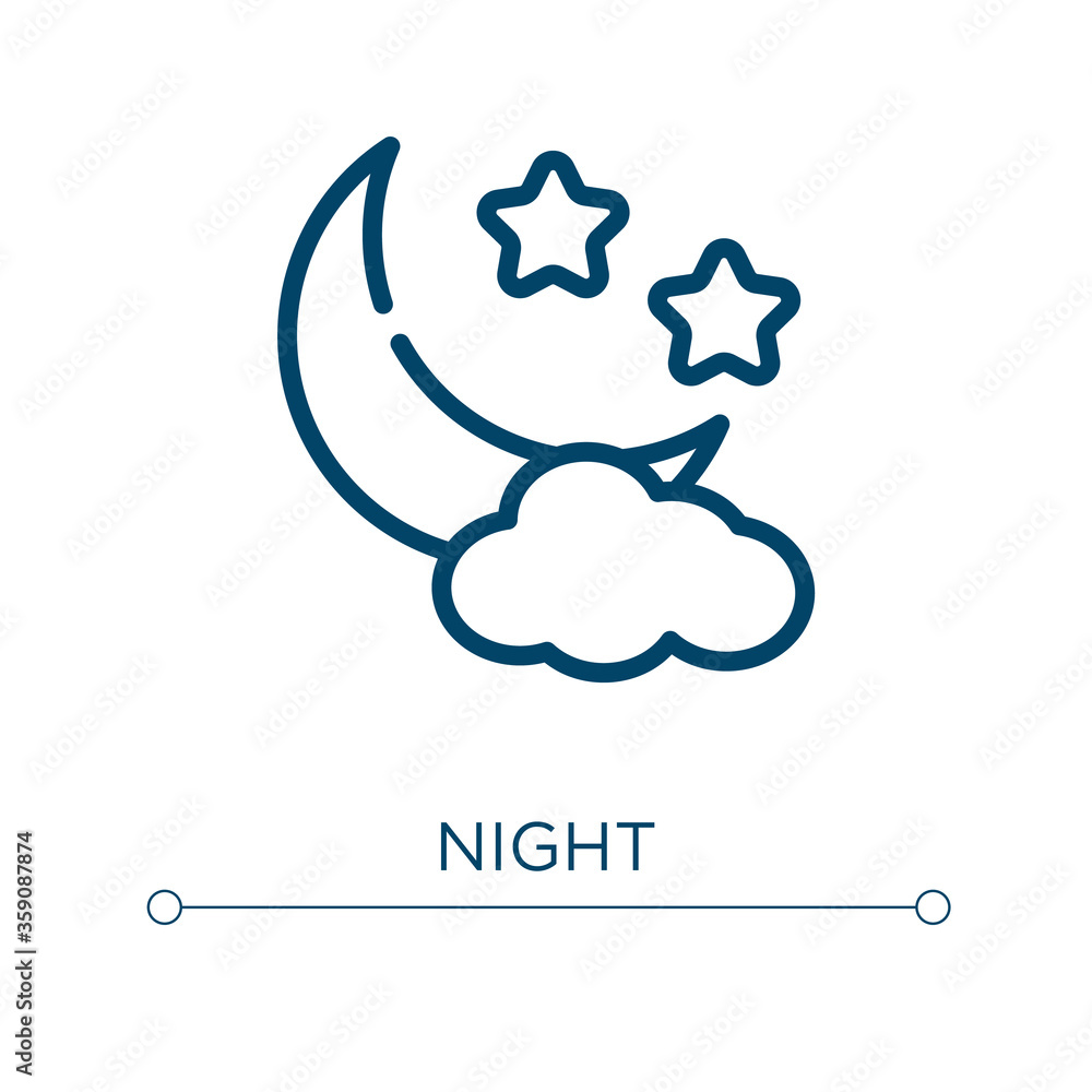Poster night icon. linear vector illustration. outline night icon vector. thin line symbol for use on web a