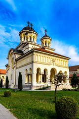 Fototapeta na wymiar Romanian Orthodox Cathedral, Alba Iulia Fortress complex in Alba County, Transylvania, Romania