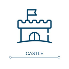 Fototapeta premium Castle icon. Linear vector illustration. Outline castle icon vector. Thin line symbol for use on web and mobile apps, logo, print media.