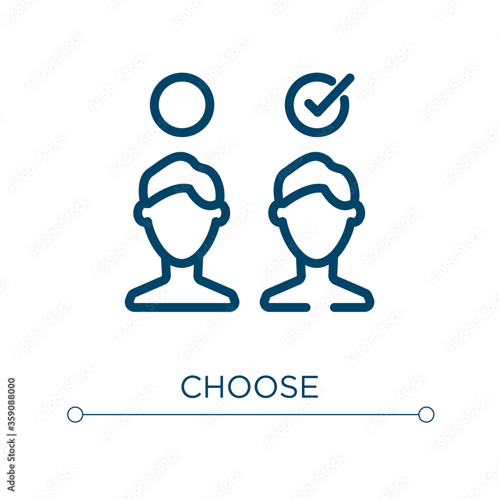 Aufkleber choose icon. linear vector illustration. outline choose icon vector. thin line symbol for use on web