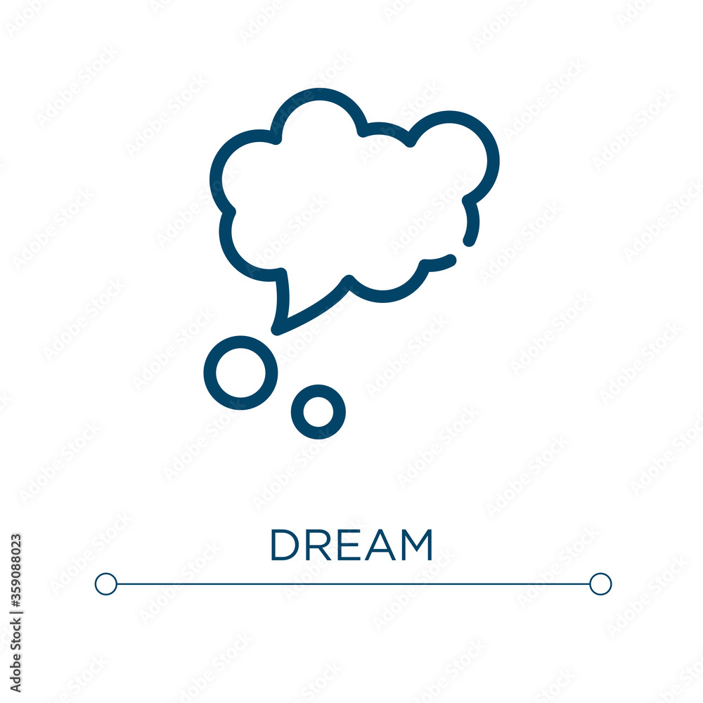 Poster dream icon. linear vector illustration. outline dream icon vector. thin line symbol for use on web a