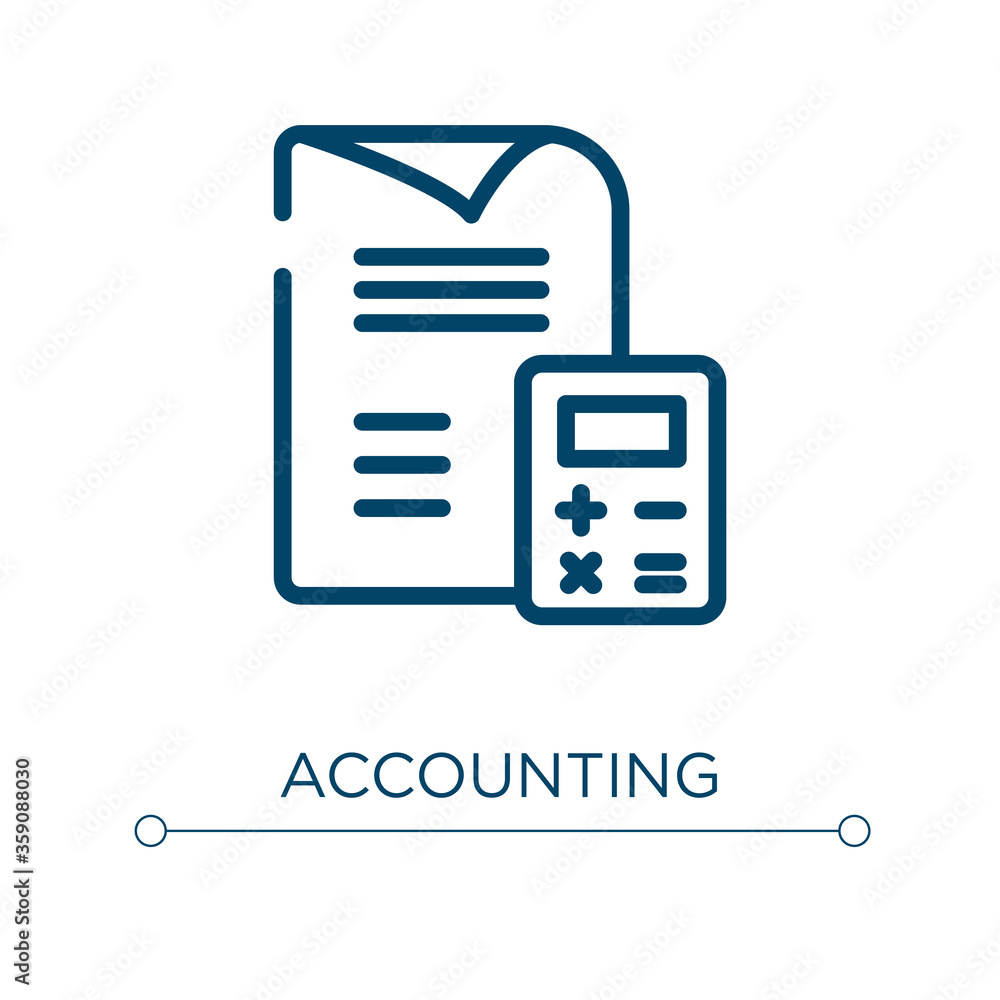 Poster accounting icon. linear vector illustration. outline accounting icon vector. thin line symbol for us