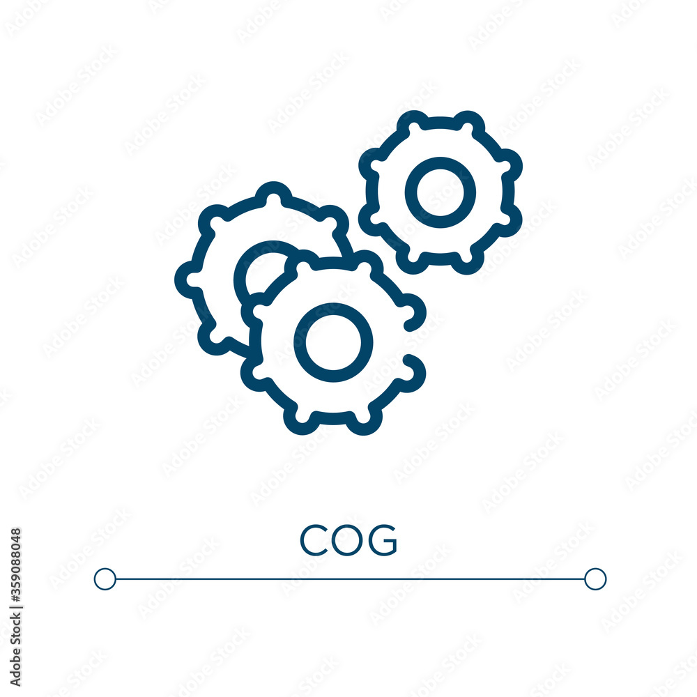 Poster cog icon. linear vector illustration. outline cog icon vector. thin line symbol for use on web and m