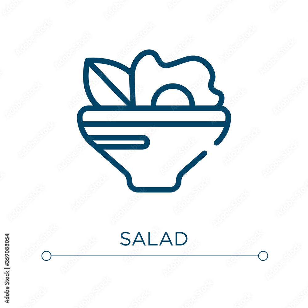 Poster salad icon. linear vector illustration. outline salad icon vector. thin line symbol for use on web a