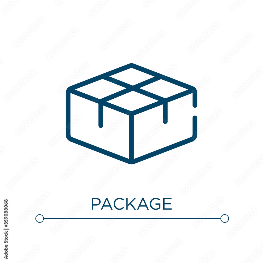 Poster package icon. linear vector illustration. outline package icon vector. thin line symbol for use on w