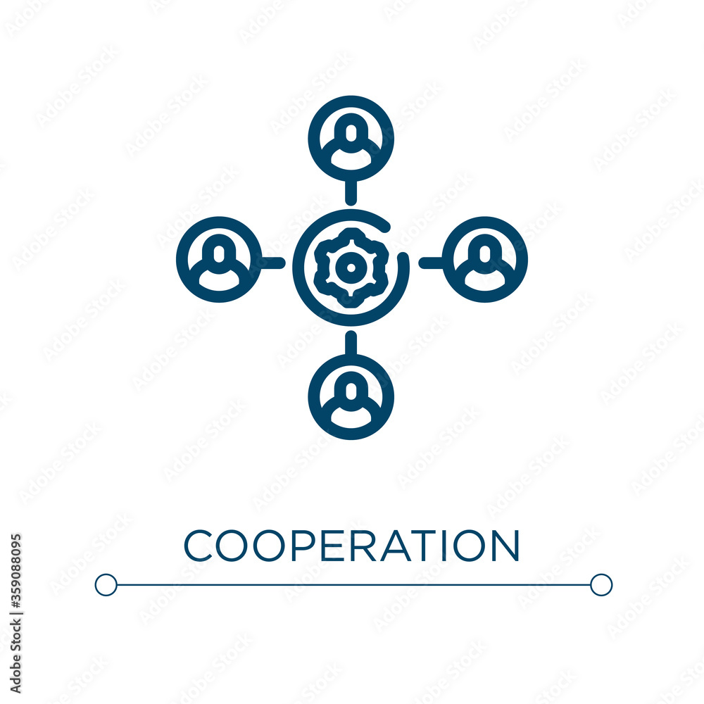 Poster cooperation icon. linear vector illustration. outline cooperation icon vector. thin line symbol for 