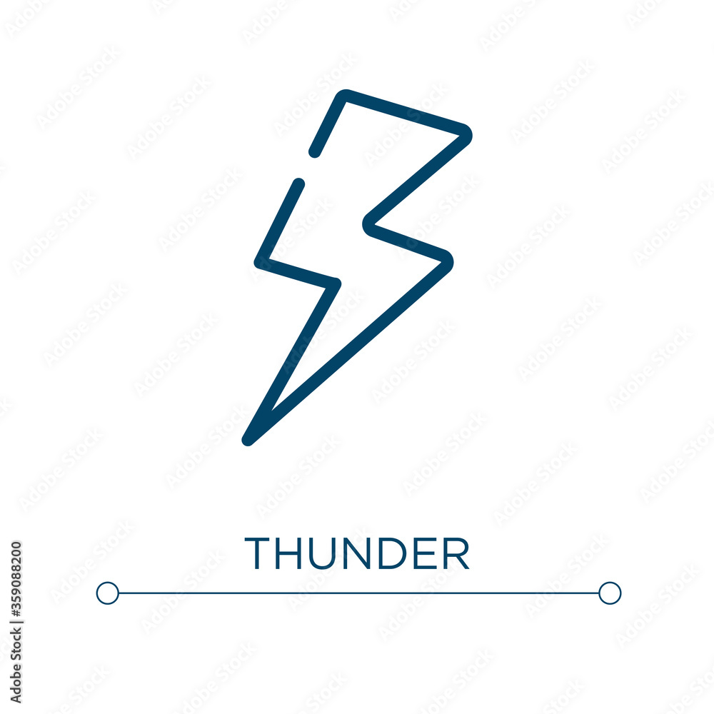 Poster thunder icon. linear vector illustration. outline thunder icon vector. thin line symbol for use on w