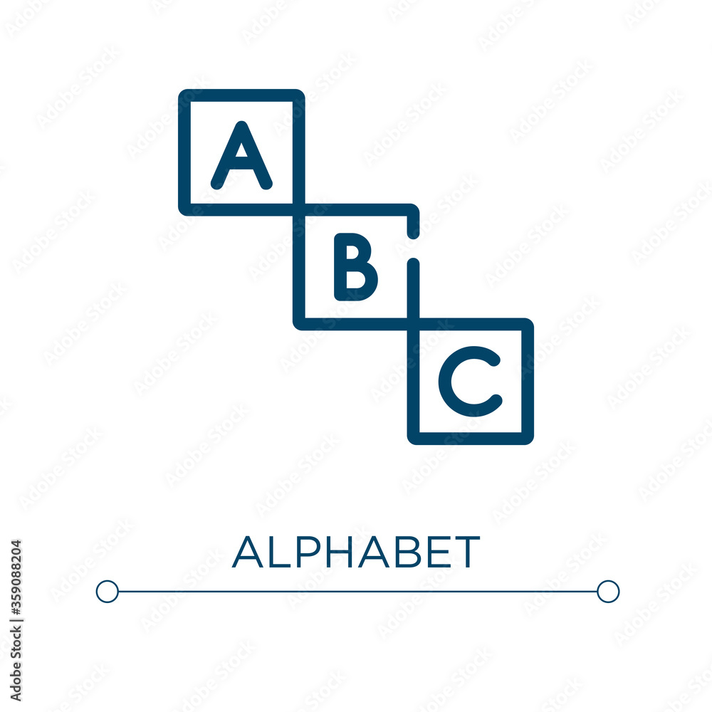 Poster alphabet icon. linear vector illustration. outline alphabet icon vector. thin line symbol for use on
