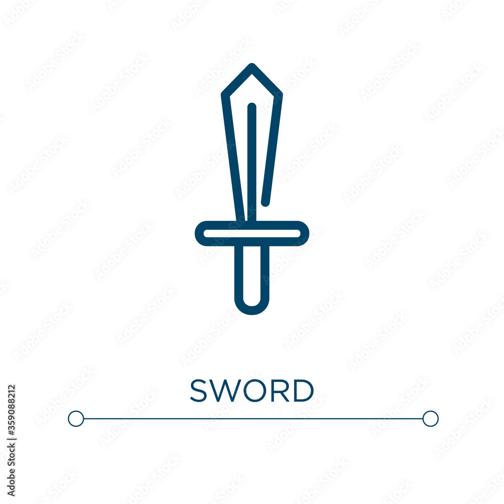 Poster sword icon. linear vector illustration. outline sword icon vector. thin line symbol for use on web a