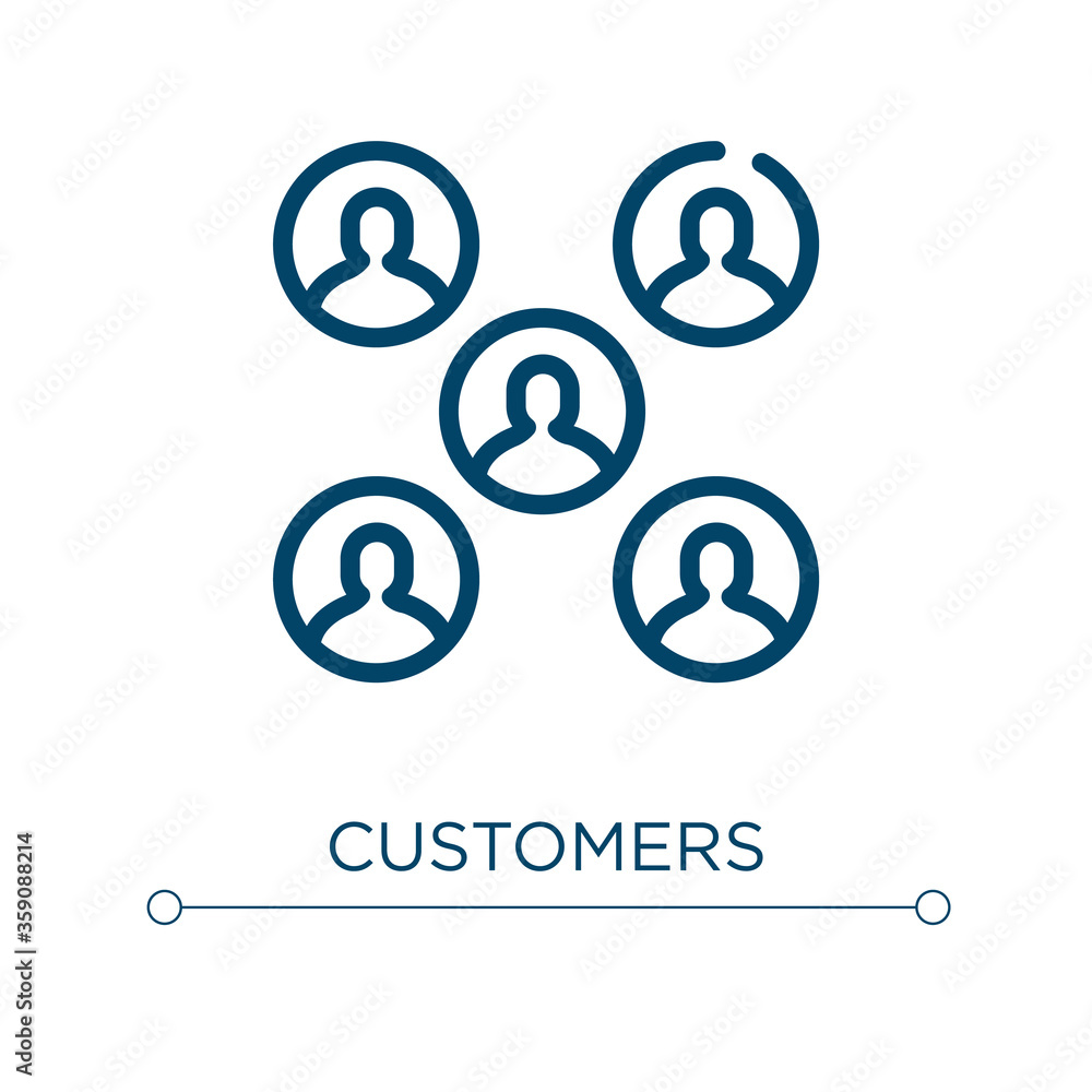 Poster customers icon. linear vector illustration. outline customers icon vector. thin line symbol for use 