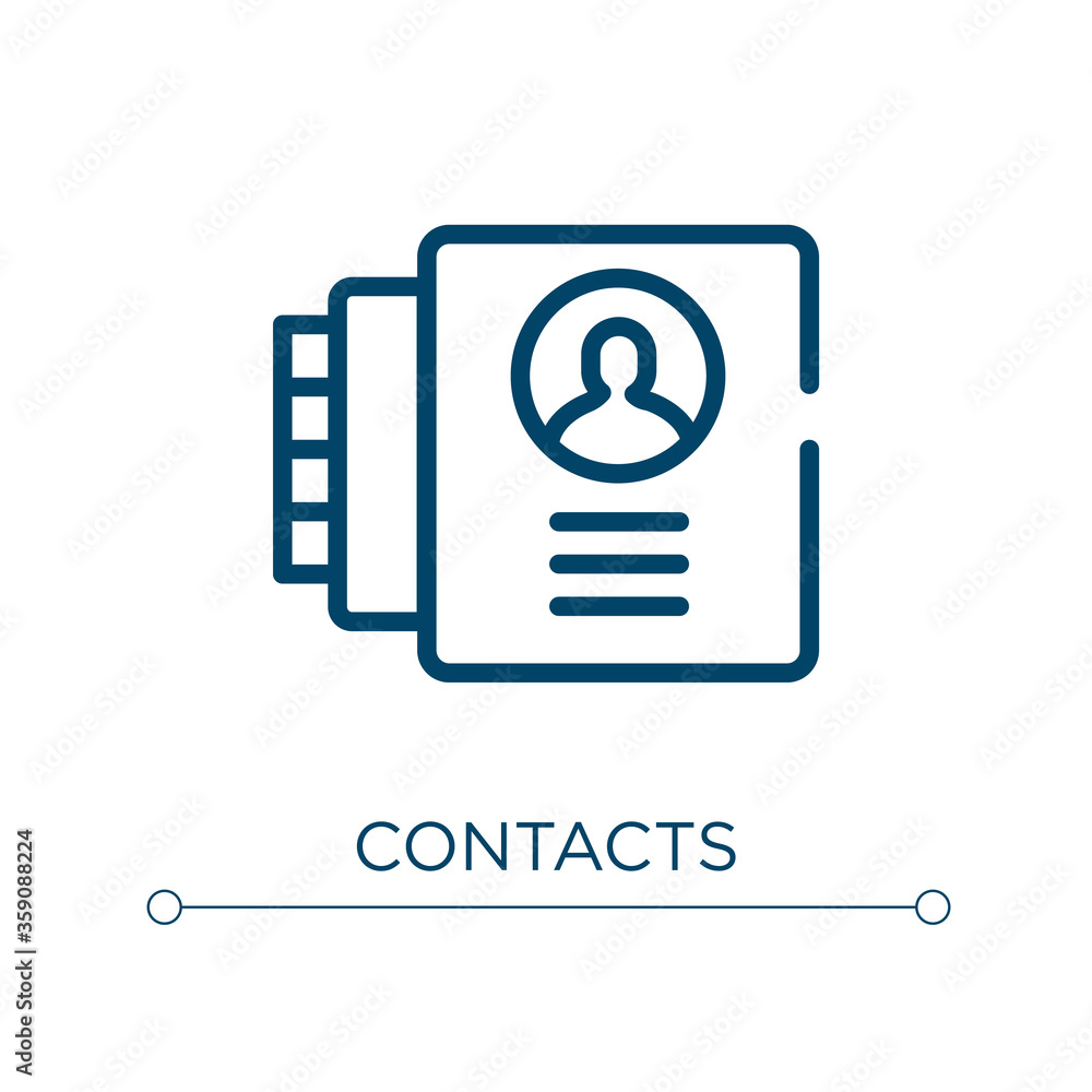Poster contacts icon. linear vector illustration. outline contacts icon vector. thin line symbol for use on