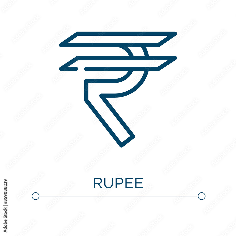 Poster rupee icon. linear vector illustration. outline rupee icon vector. thin line symbol for use on web a