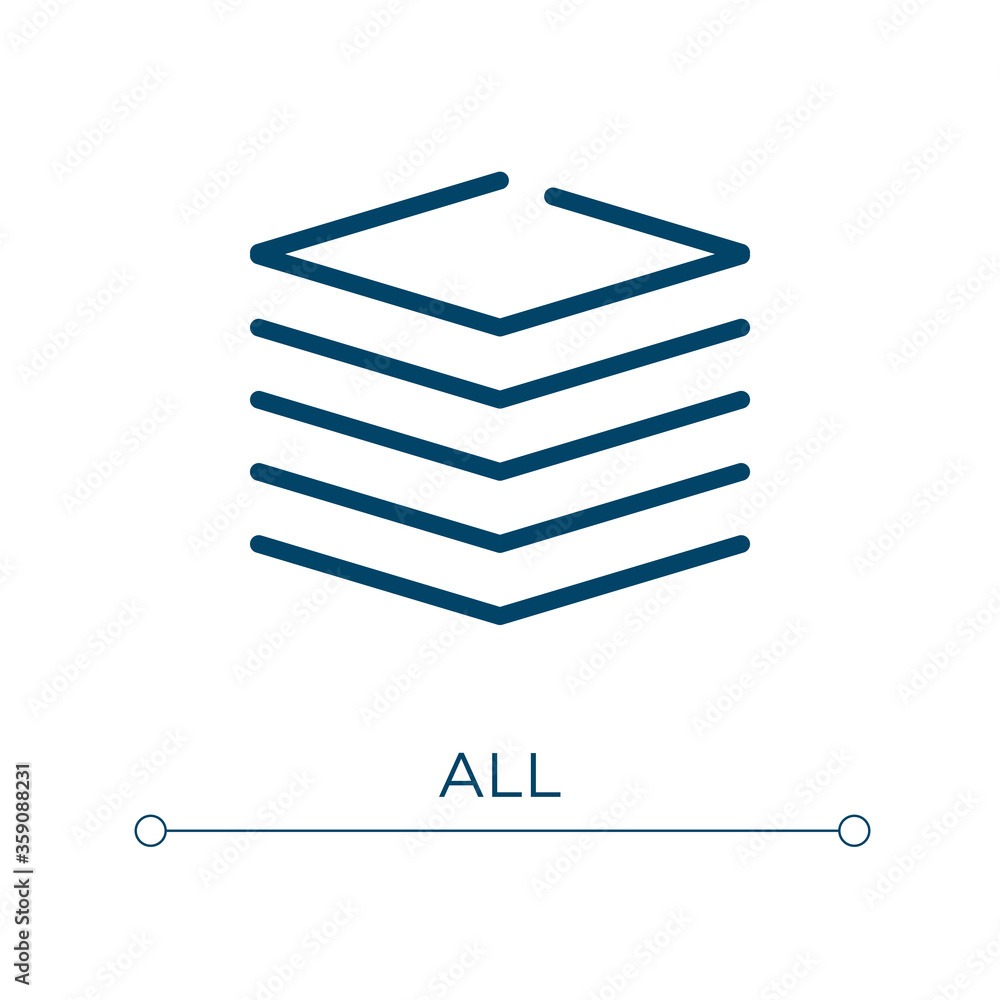 Poster all icon. linear vector illustration. outline all icon vector. thin line symbol for use on web and m