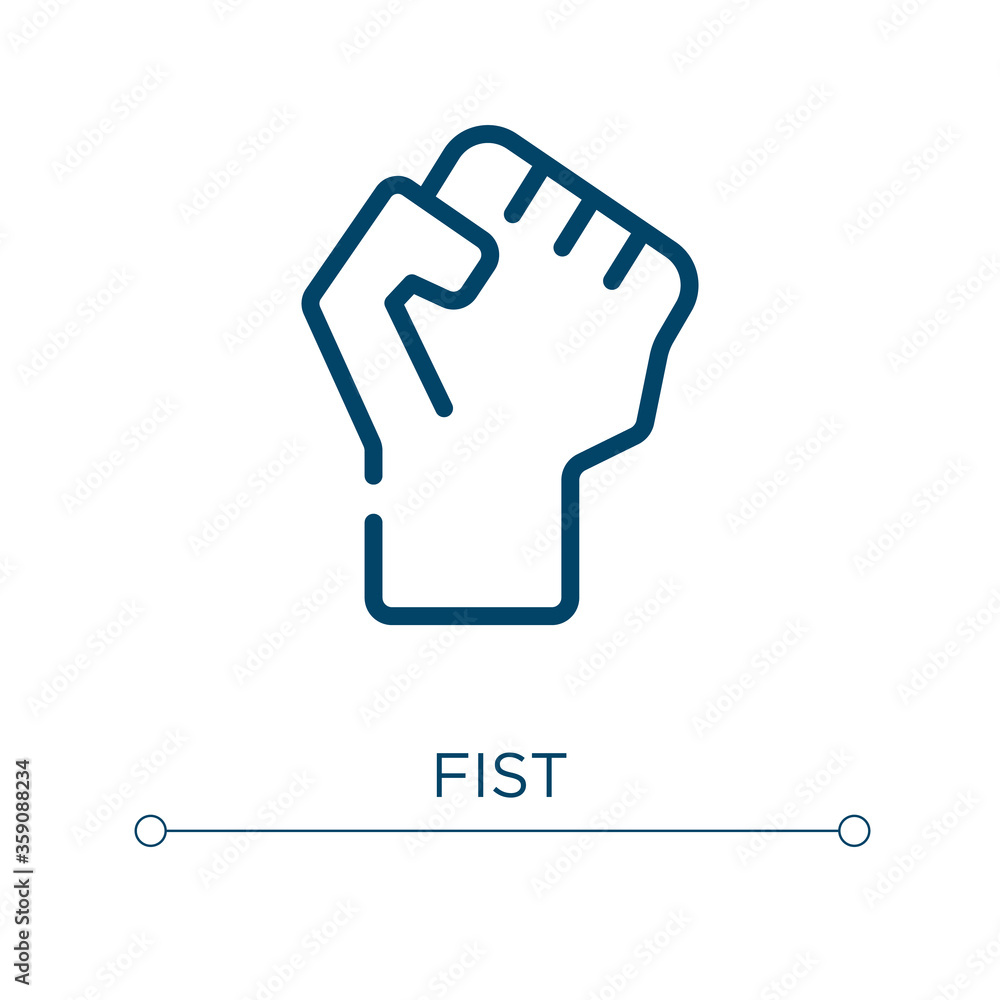 Poster fist icon. linear vector illustration. outline fist icon vector. thin line symbol for use on web and