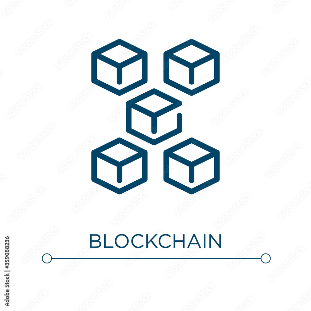 Poster blockchain icon. linear vector illustration. outline blockchain icon vector. thin line symbol for us
