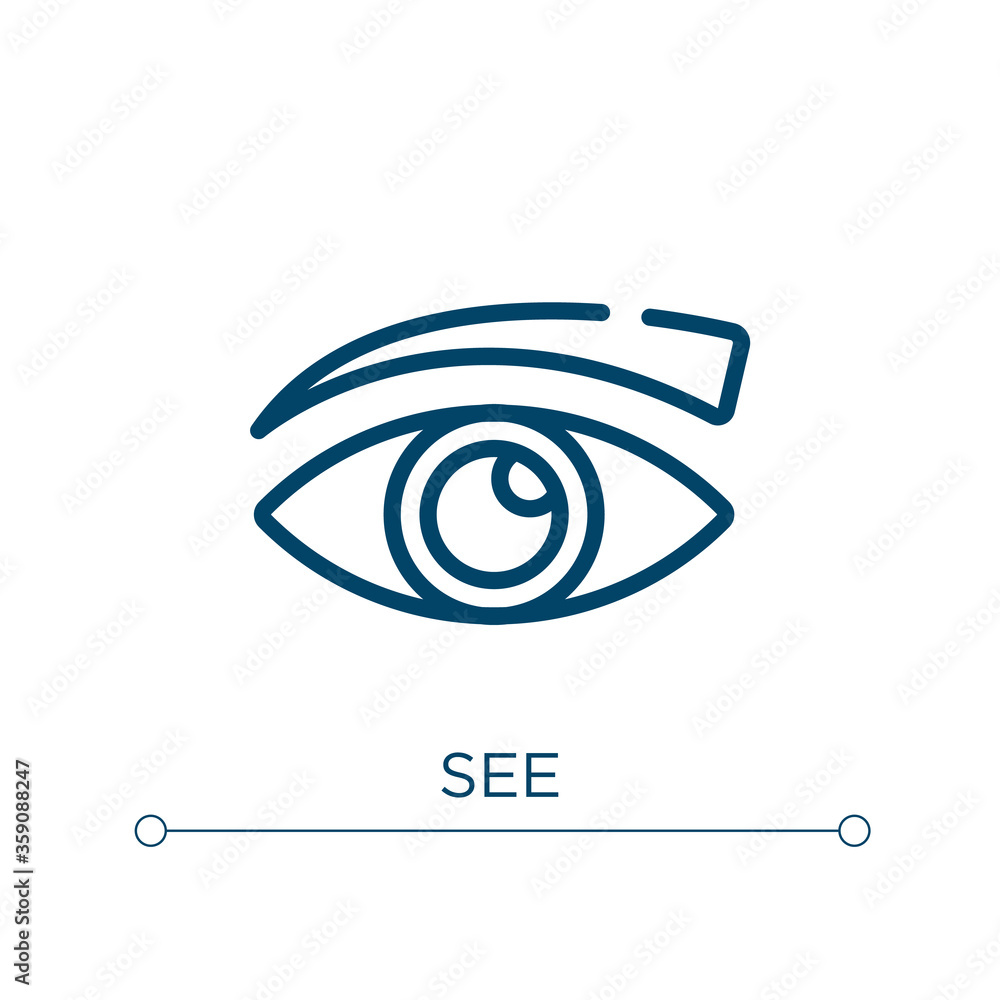 Poster see icon. linear vector illustration. outline see icon vector. thin line symbol for use on web and m