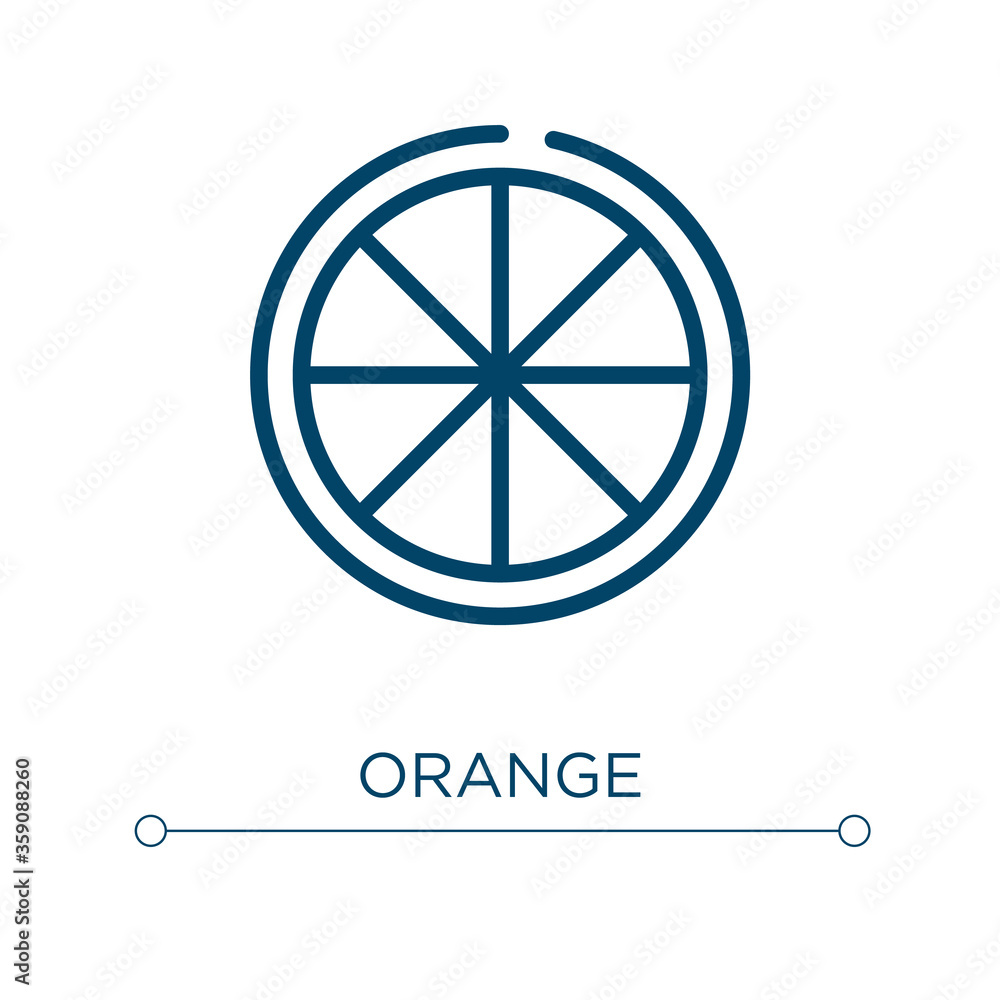 Aufkleber orange icon. linear vector illustration. outline orange icon vector. thin line symbol for use on web
