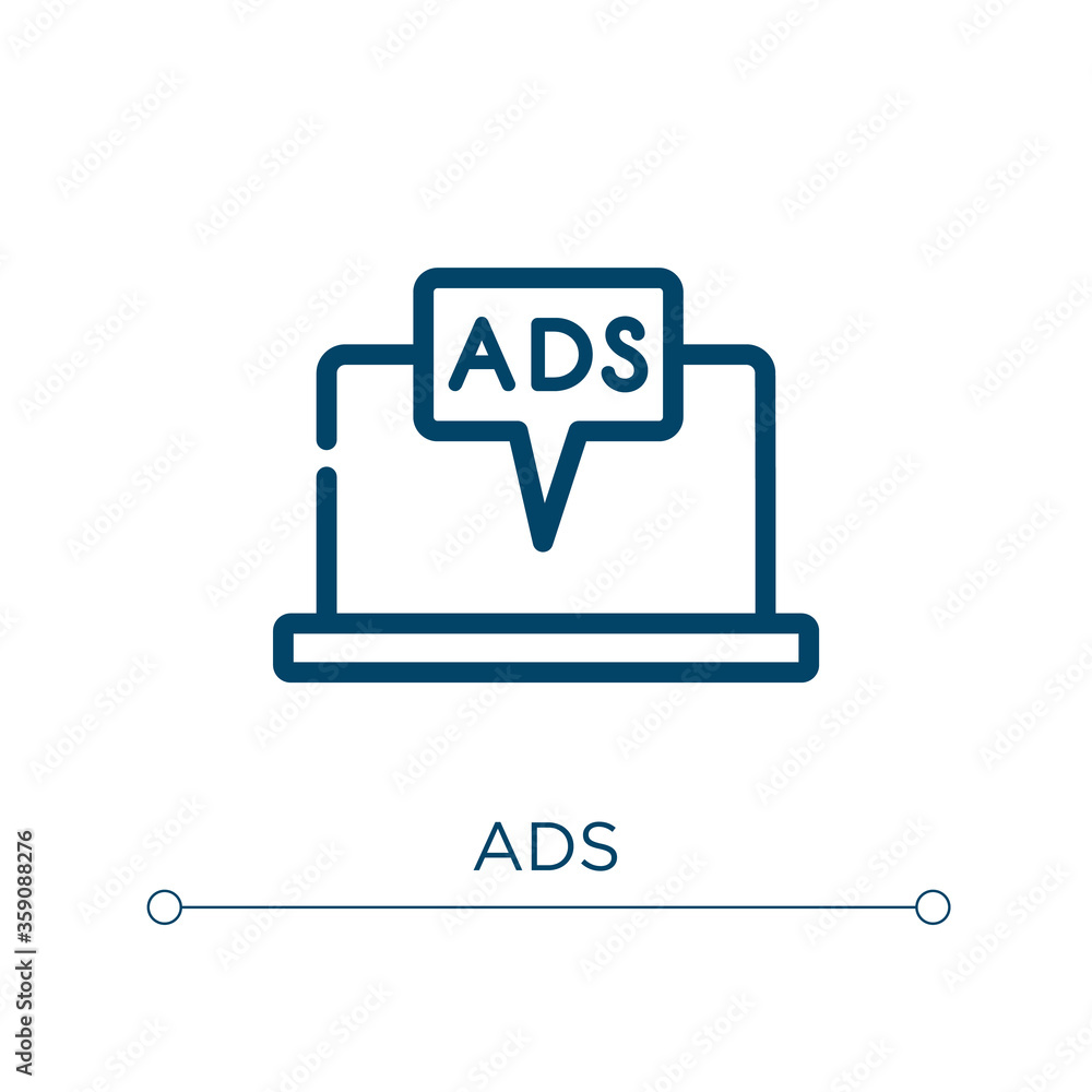 Poster ads icon. linear vector illustration. outline ads icon vector. thin line symbol for use on web and m