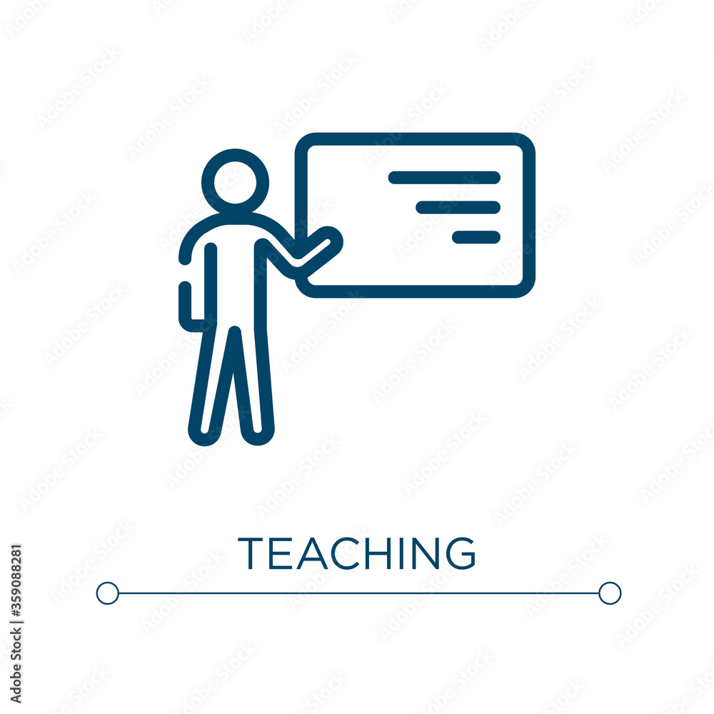 Poster teaching icon. linear vector illustration. outline teaching icon vector. thin line symbol for use on