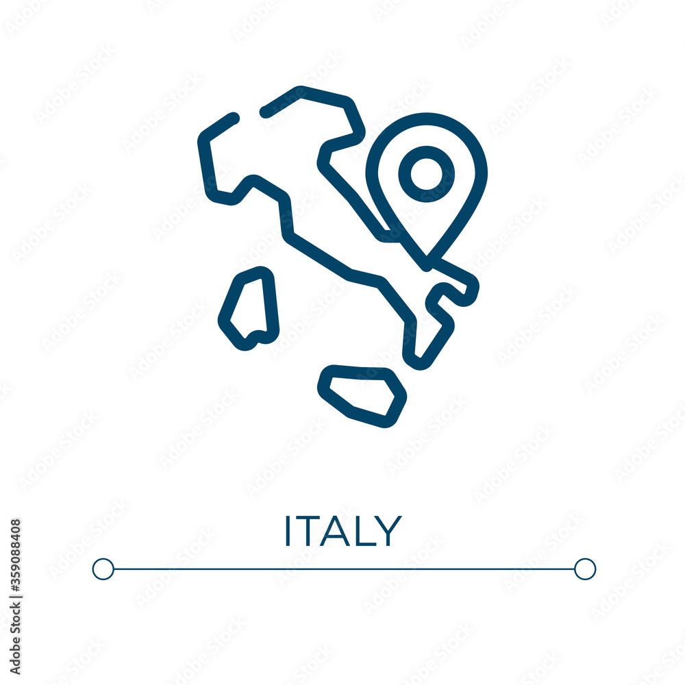 Poster italy icon. linear vector illustration. outline italy icon vector. thin line symbol for use on web a