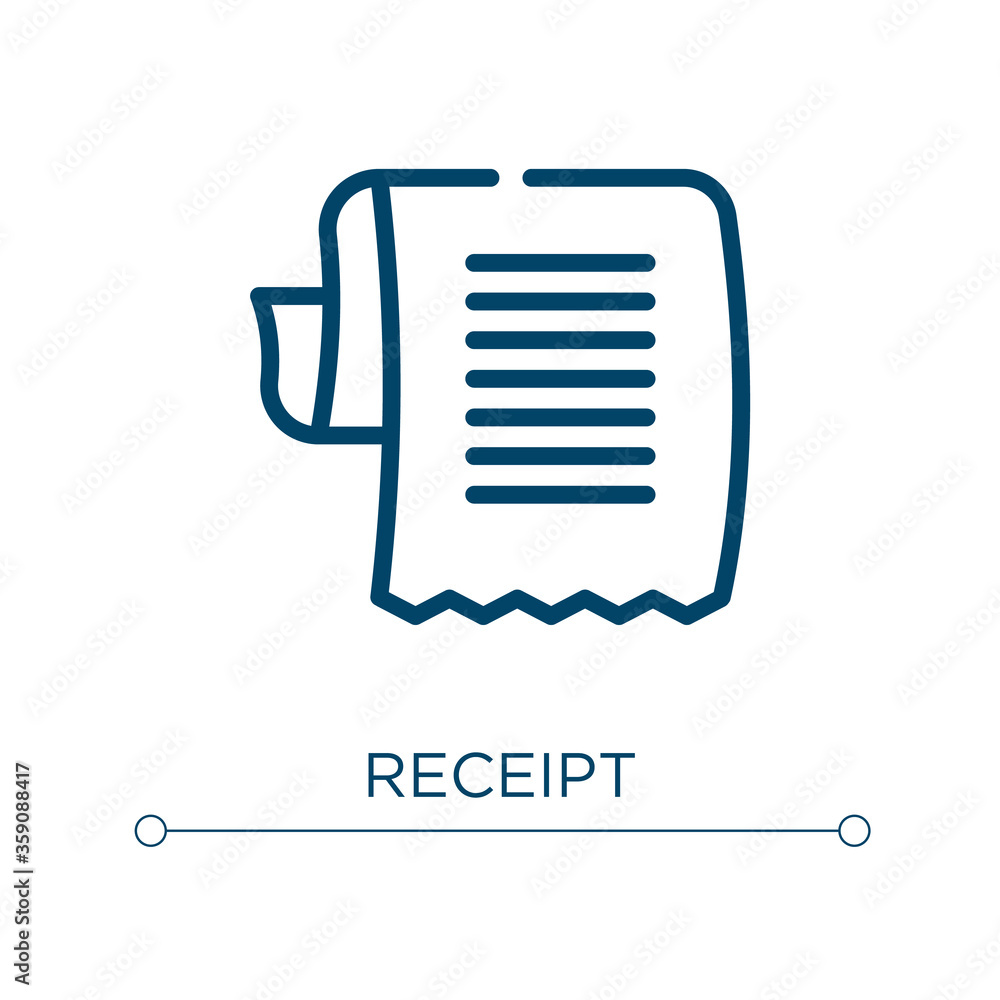 Poster receipt icon. linear vector illustration. outline receipt icon vector. thin line symbol for use on w