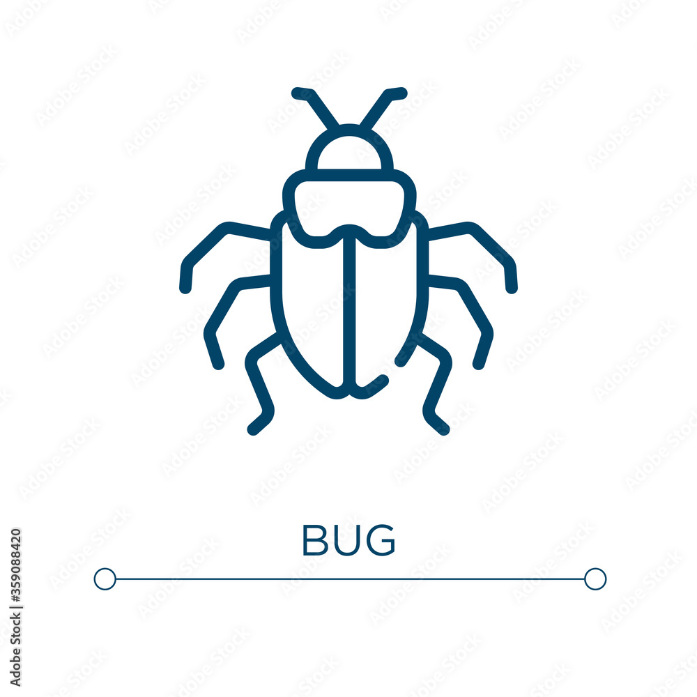 Poster bug icon. linear vector illustration. outline bug icon vector. thin line symbol for use on web and m