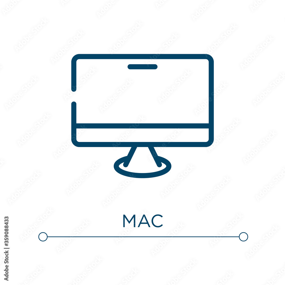 Poster mac icon. linear vector illustration. outline mac icon vector. thin line symbol for use on web and m