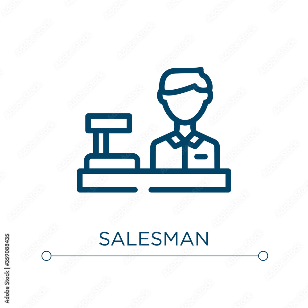 Poster salesman icon. linear vector illustration. outline salesman icon vector. thin line symbol for use on