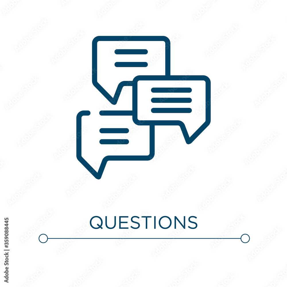 Poster questions icon. linear vector illustration. outline questions icon vector. thin line symbol for use 